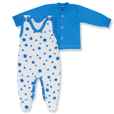 KOMPLET ŚPIOSZKI+KAFTANIK KOLEKCJA NIEBIESKIE GWIAZDKI