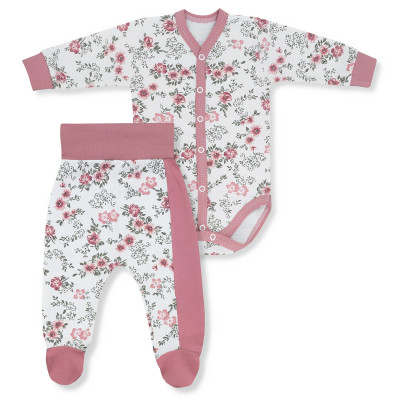 KOMPLET BODY ROZPINANE+PÓŁŚPIOSZKI KOLEKCJA RÓŻE MAŁE ECRU