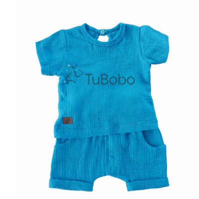 Muślinowy komplet niebieski