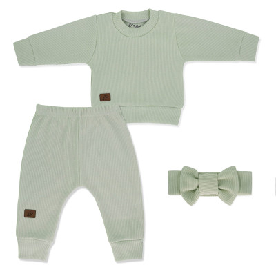 Dresik + opaska dla Dziewczynki Pistacja