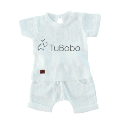 Muślinowy komplet ecru