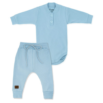 Komplet dla chłopca bawełna prążek błękit
