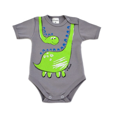 Body niemowlęce kr. rękaw DINO SZARY MELANŻ