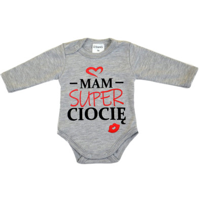 Body niemowlęce dł. rękaw napis  MAM SUPER CIOCIĘ