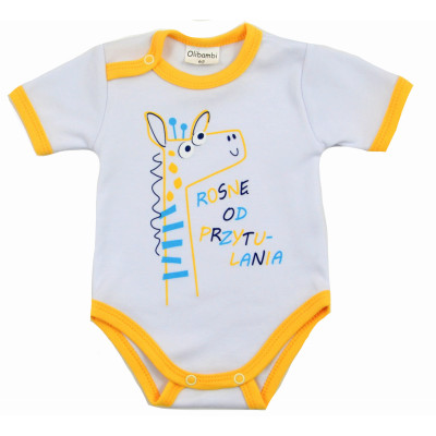 Body niemowlęce kr. rękaw napis ROSNĘ OD PRZYTULANIA BIAŁE