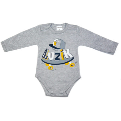 Body niemowlęce dł. rękaw napis LUZIK ( SZARY MELANŻ )