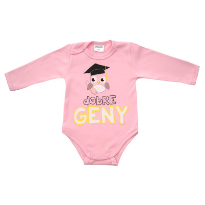 Body niemowlęce dł. rękaw napis DOBRE GENY ( RÓŻOWY )