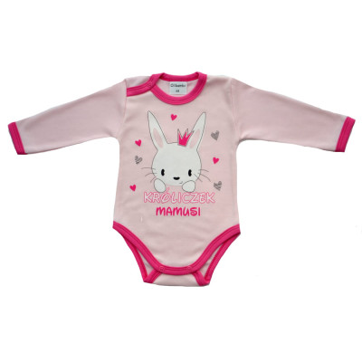 Body niemowlęce dł. rękaw napis KRÓLICZEK MAMUSI ( PUDROWY RÓŻ )