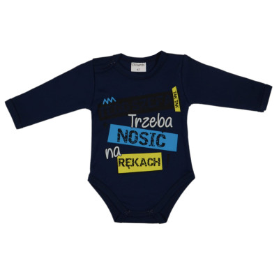 Body niemowlęce dł rękaw napis TEGO SZEFA TRZEBA NOSIĆ NA RĘKACH ( GRANAT )