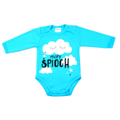 Body niemowlęce dł. rękaw napis MAŁY ŚPIOCH ( NIEBIESKI )