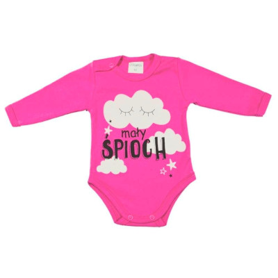 Body niemowlęce dł. rękaw napis MAŁY ŚPIOCH ( RÓŻOWY )
