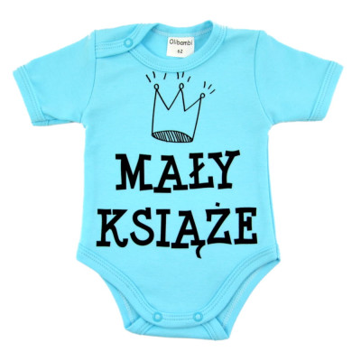 Body niemowlęce kr. rękaw napis MAŁY KSIĄŻE ( NIEBIESKI )