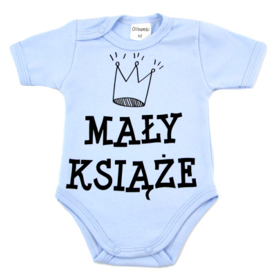 Body niemowlęce kr. rękaw napis MAŁY KSIĄŻE ( BŁĘKIT )