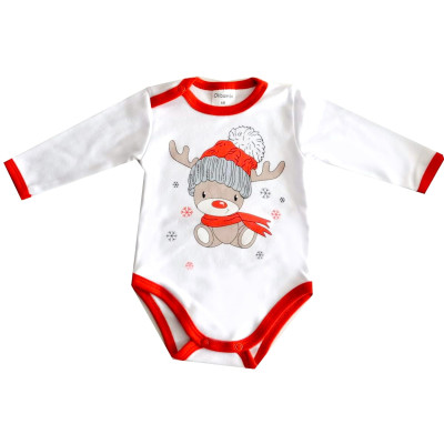 Body niemowlęce dł. rękaw BIAŁY RENIFER