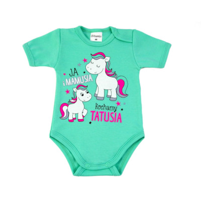 Body niemowlęce  krótki  rękaw JA I MAMUSIA KOCHAMY TATUSIA MIĘTA