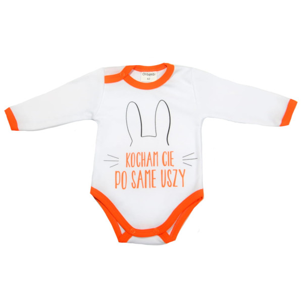 Body niemowlęce  KOCHAM CIĘ PO SAME USZY białe