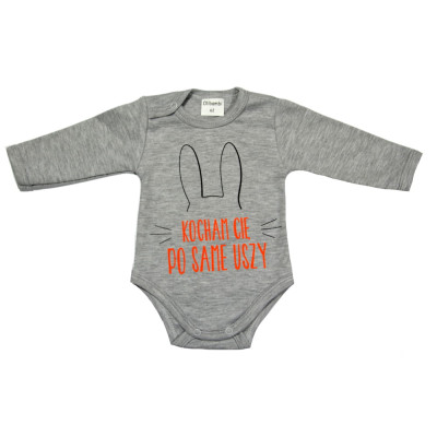 Body niemowlęce  KOCHAM CIĘ PO SAME USZY szary melanż