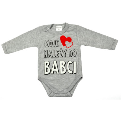Body niemowlęce  MOJE SERCE NALEŻY DO BABCI szary melanż