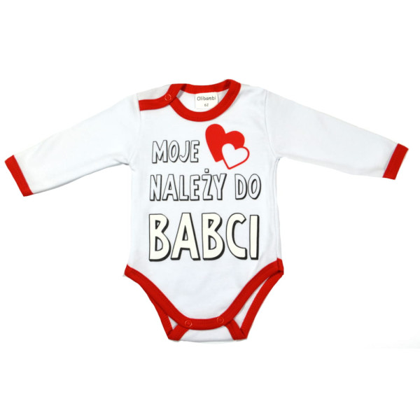 Body niemowlęce  MOJE SERCE NALEŻY DO BABCI białe