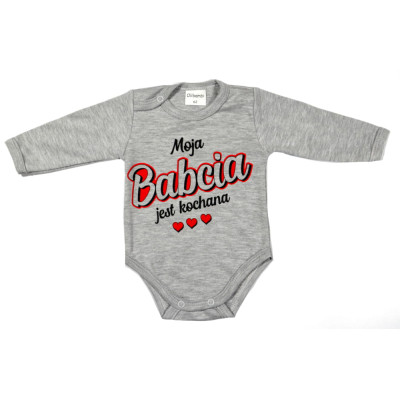 Body niemowlęce  MOJA BABCIA JEST KOCHANA szary melanż