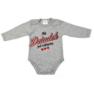 Body niemowlęce  MÓJ DZIADEK JEST NAJLEPSZY szary melanż
