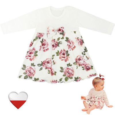 BODY Z SUKIENKĄ dla Dziewczynki KOLEKCJA RÓŻA ECRU TuBobo
