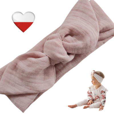 Opaska Muślinowa pinup róż Opaski dla Dziewczynek TuBobo