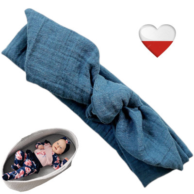 Opaska muślinowa pinup NIEBIESKA Opaski dla Dziewczynek TuBobo