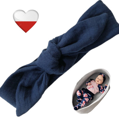 Opaska muślinowa pinup GRANATOWA Opaski dla Dziewczynek TuBobo