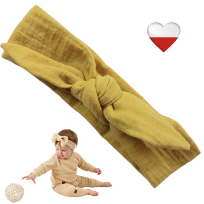 Opaska muślinowa pinup MUSZTARDOWA Opaski dla Dziewczynek TuBobo