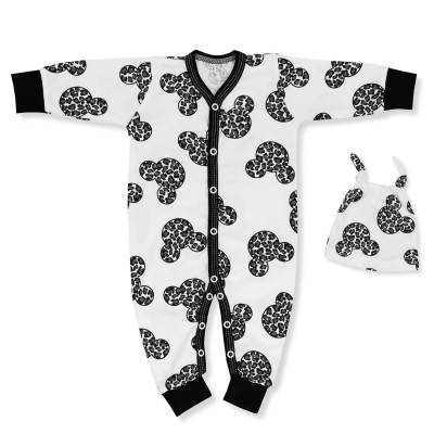 KOMPLET RAMPERS + CZAPECZKA Z KOLEKCJI MYSZKA BROKAT ECRU