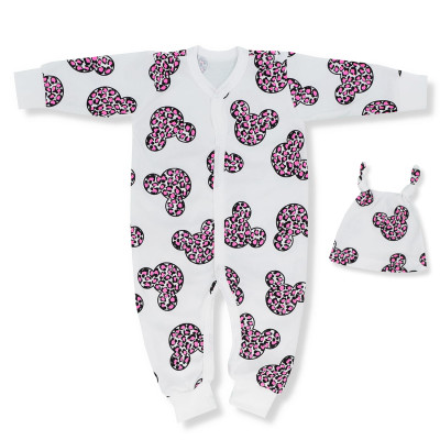 KOMPLET RAMPERS + CZAPECZKA Z KOLEKCJI MYSZKA NEON ECRU