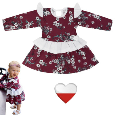 Sukienka dla Dziewczynki bordowa w kwiatki TuBobo