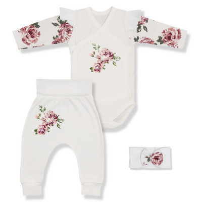 KOMPLET DLA DZIEWCZYNKI RÓŻA ECRU