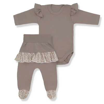 KOMPLET DLA DZIEWCZYNKI FALBANKA CAPPUCCINO