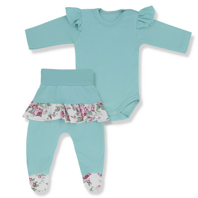 KOMPLET DLA DZIEWCZYNKI FALBANKA MIĘTA